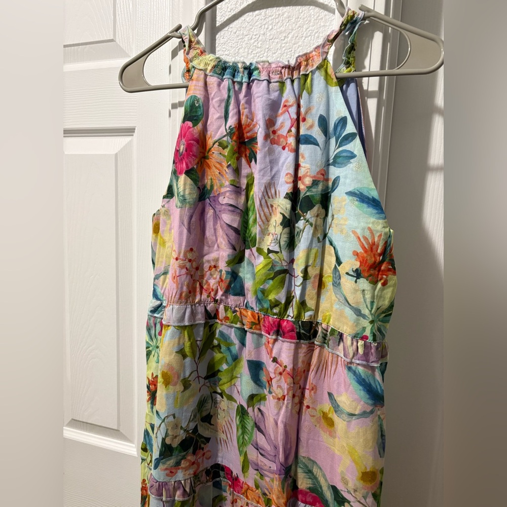 Tribal femme Tiered Floral Dress In Sea Salt. Brand new, women’s size P/S - Picture 11 of 11